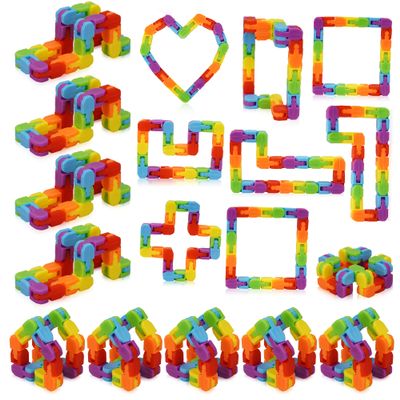 24 Pack Wacky Track Fidget Toys  Rainbow Snap and Click Twisty Toys for Kids, Birthday Party Favors, Goodie Bag Stuffers, Classroom Prizes