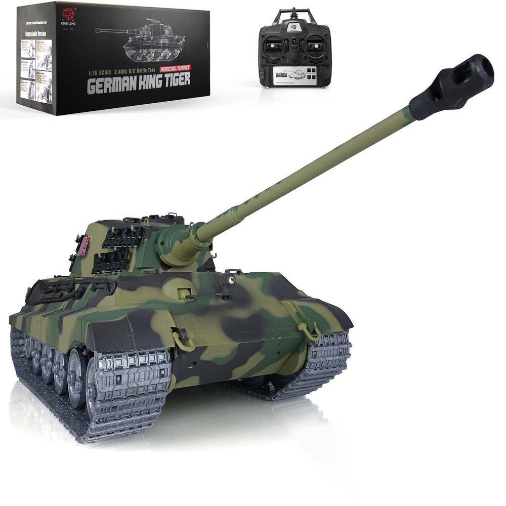 TOUCAN RC HOBBY US in Stock Henglong 1/16 7.0 Customized King Tiger RC Tank 3888A Metal Wheels Barrel Recoil RC Tank That Shoot BB Unit