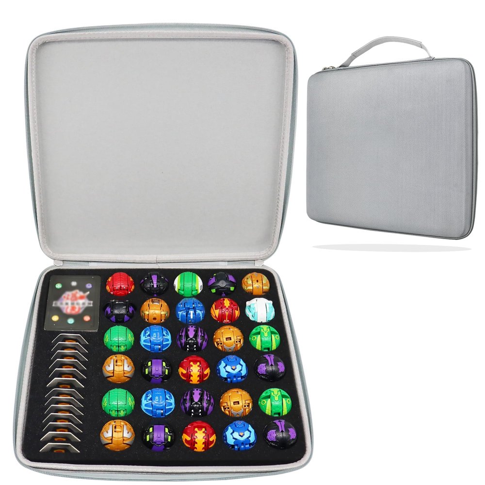 FCDYLBD Carrying Case Compatible with Bakugan,BakuCores and Armored Alliance, Geogan Rising Battle Action,Can Store 30 Pcs, and Cards and Other Accessories(Case Only) (grey)