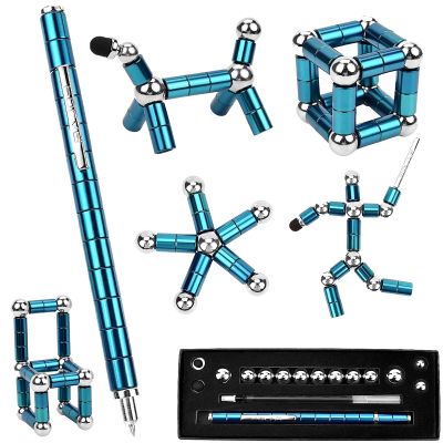 Lafoxla Fidget Pen Decompression Magnetic Metal Pen, Toy Relieving Stress Build Various of Shapes, Strato Multifunctional Deformable Magnet Writing Pen Polar Pen for Christmas Gift