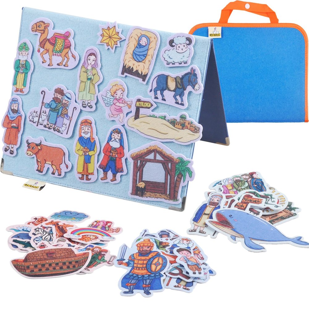 CHEFAN 4 Set Felt Board Bible Stories and Felt Board Bundle