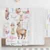 Personalized Baby Blanket with Alpaca Llama Custom Blanket with Name Double Layer Soft Plush Minky Blanket with Dotted Backing, Receiving Baby Blanket Girl, Perfect Newborn Toddler Gift view 3