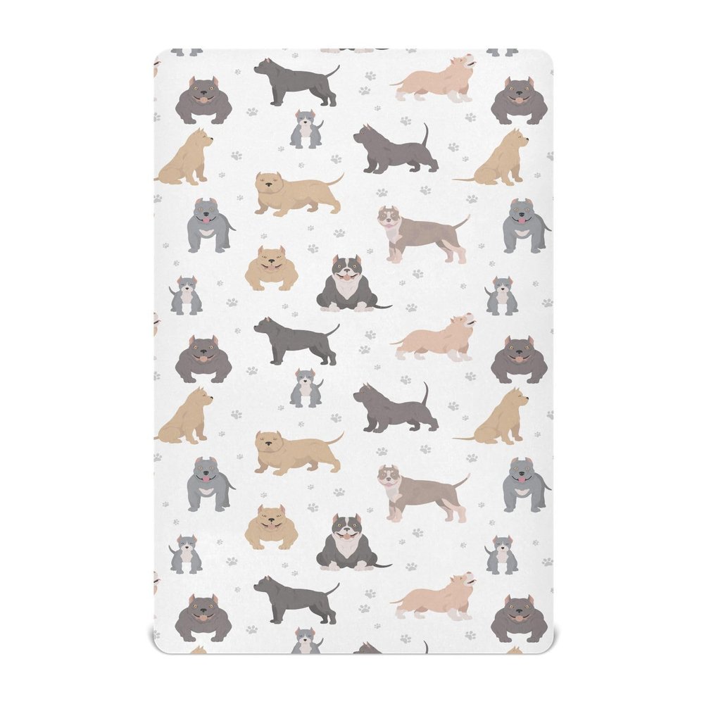 American Bully Dogs Breathable Mini Crib Mattress Sheets Fitted, Toddler Baby Sheets for Crib Mattress Soft & Breathable 39 * 27 * 5In