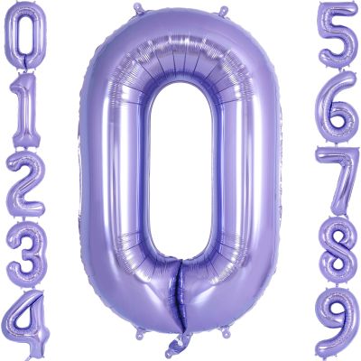 Purple Number 0 Balloon 40 Inch, Big Large Foil Helium Number Balloons, Giant Mylar Number 0 Balloons for Birthday Party Decorations Supplies Anniversary