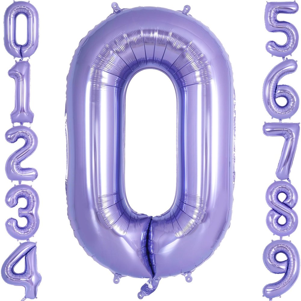 Purple Number 0 Balloon 40 Inch, Big Large Foil Helium Number Balloons, Giant Mylar Number 0 Balloons for Birthday Party Decorations Supplies Anniversary