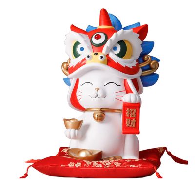 Lucky Cat,Fortune Cat Figure,Lucky Cat Statue,Fortune Cat Ornament,Fortune Cat Coin Bank,Resin Fortune Cat Saving Pot Coin Bank Decoration for Home Shop Office(white), lucky cat chinese lucky cat