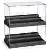 KKU Display Case for Minifigure Action Figures Blocks, Acrylic Minifigure Display Case Box Storage with 3 Movable Steps Gift for Kids Adults Black, 2 Pack view 1