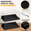 KKU Display Case for Minifigure Action Figures Blocks, Acrylic Minifigure Display Case Box Storage with 3 Movable Steps Gift for Kids Adults Black, 2 Pack view 3