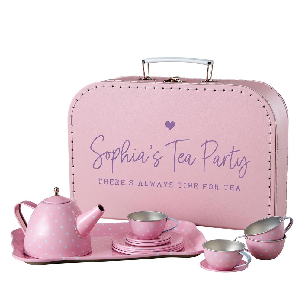 Personalization Universe Personalized 15 pc. Pink Polka Dot Tea Set