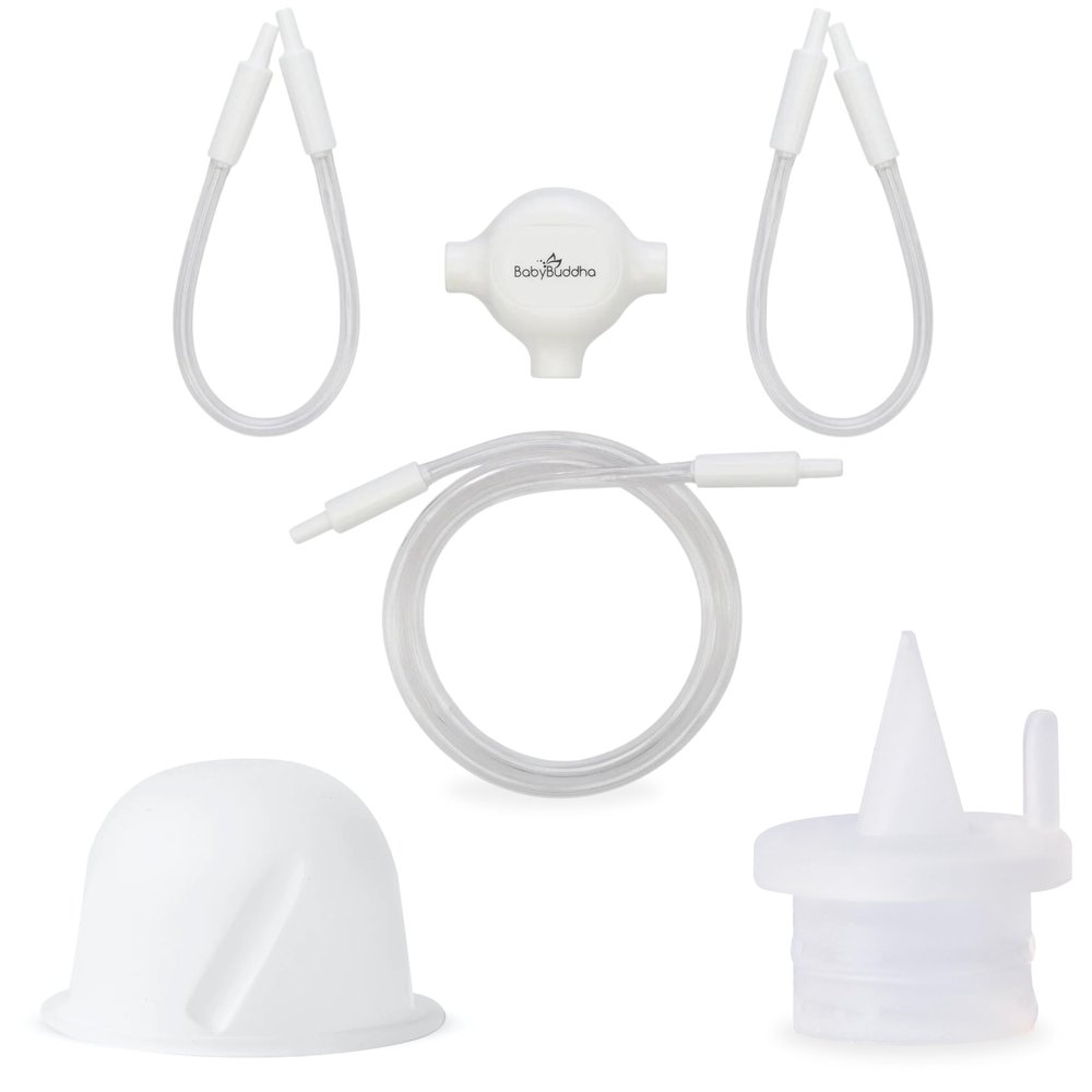 BabyBuddha Breast Pump Accessories, 10 Piece Triple Bundle for Electric Breast Milk Pump, Includes 2 Silicone Diaphragms, 4 Duckbill Valves, 4 Replacement Tubes, Compatible Spare Parts for Daily Use