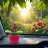 Red Solar Dancing Flower Car Dashboard Decorations - Funny Solar Powered Dancing Flower Pot Car Ornaments Flower Swinging Toy for Car Decor, Funny Gifts for Friends Solar Power Kits view 4
