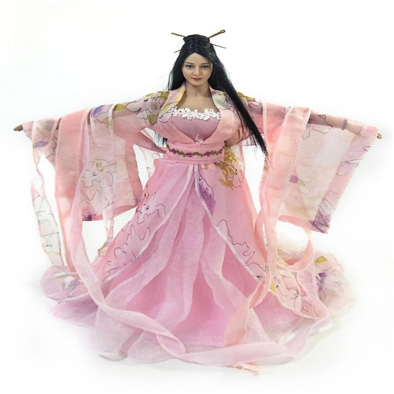 1/6 Scale Female Clothes, Chinese Ancient Dress Han Costume Outfit Clothing for 12inch Female Action Figure Body (Pink)
