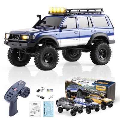 BEEZRC FMS RC Crawler 1/18 FCX18 Land Cruiser LC80 RTR Toyota Licensed 4WD RC Rock Truck 2.4Ghz 900mAh Hobby Grade RC Car Model Mini Remote Control Car Off Road Vehicle FMS11831RTRBU(Blue)
