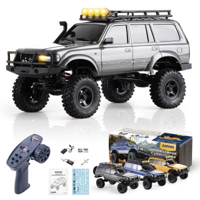 BEEZRC FMS RC Crawler 1/18 FCX18 Land Cruiser LC80 RTR Toyota Licensed 4WD RC Rock Truck 2.4Ghz 900mAh Hobby Grade RC Car Model Mini Remote Control Car Off Road Vehicle FMS11831RTRGY(Grey)