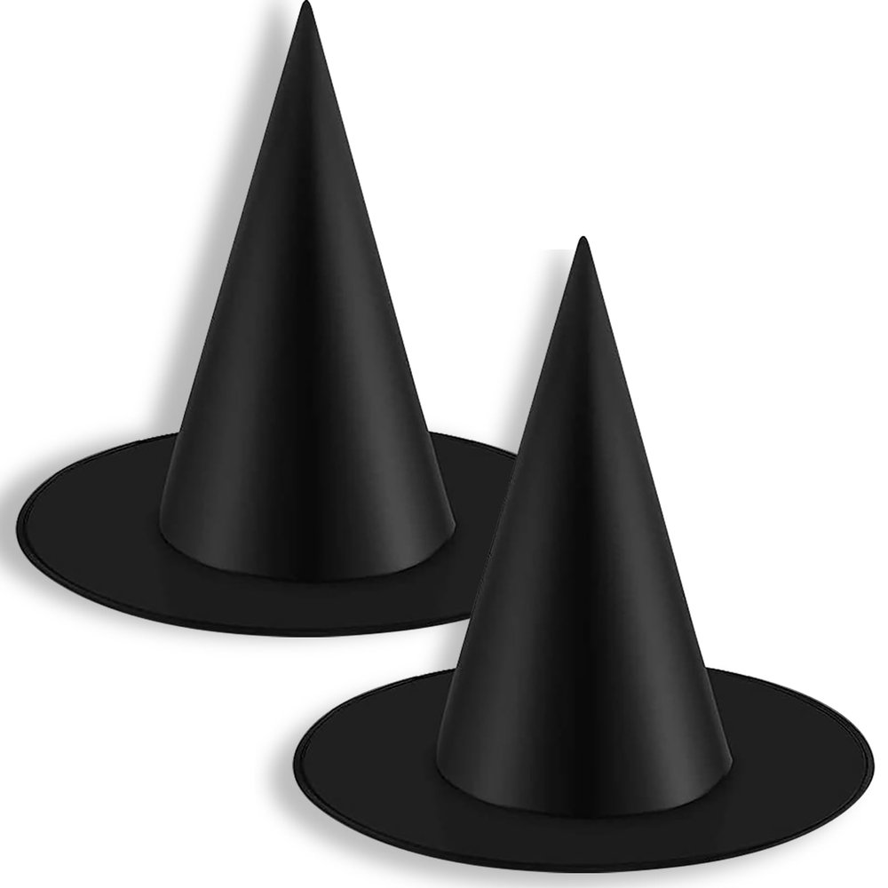 2Pack Black Witch Hats for Kids and Adults Witches Hat with Hanging Rop for Halloween Party Decorations