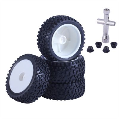4Pcs 85mm Tires Wheel Tyre for Wltoys 104001 144001 124019 RC Car Upgrade Parts 1/10 1/12 1/14 for Scale Off for Road for Buggy Modification Accessories (Color : White)