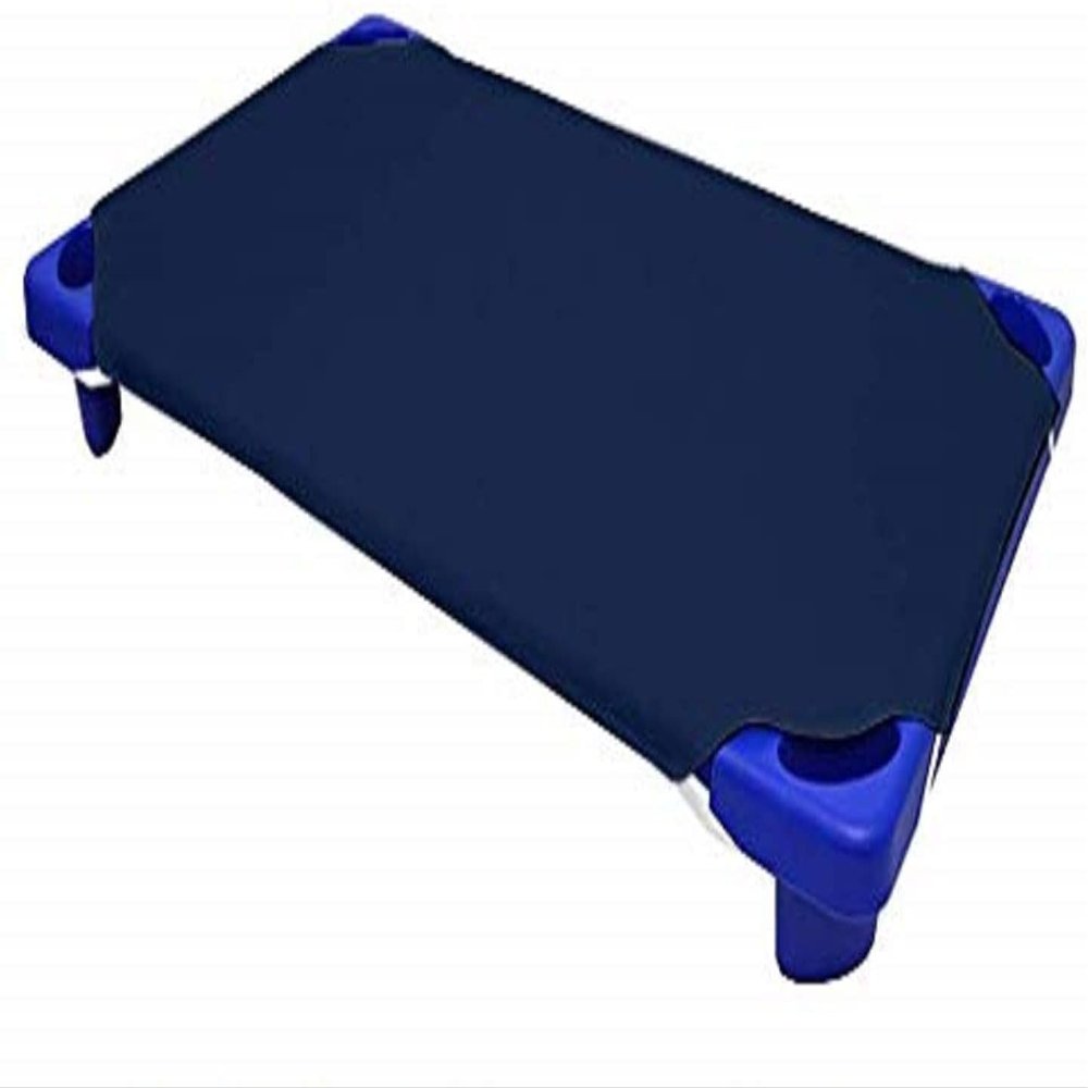 Poly Cotton Daycare Cot Sheets for Toddler 12 Pieces Daycare Preschool Cot Sheets (23 x 40) Inches - Pre-School Cot Sheets - Cot Bed Fitted Sheet - Indigo Blue