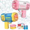 LUSJNGE 2 Bubble Gun with 2 Bottles Refill Solution for Kids, 40-Hole Light Up Bubble Machine for Toddlers 1-3, Bubble Blaster Maker, Party Favors Toys for Boys Girls 4-8 Birthday Gifts view 1