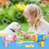 LUSJNGE 2 Bubble Gun with 2 Bottles Refill Solution for Kids, 40-Hole Light Up Bubble Machine for Toddlers 1-3, Bubble Blaster Maker, Party Favors Toys for Boys Girls 4-8 Birthday Gifts view 4