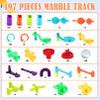 Yihurlm 197Pcs Marble Track,Marble Maze Game Construction Building Blocks Toys for Kids,Marble Track Game Educational Learning Toy for Boys Girls Birthday Gifts(147 Parts+ 50 Glass Marbles) view 3