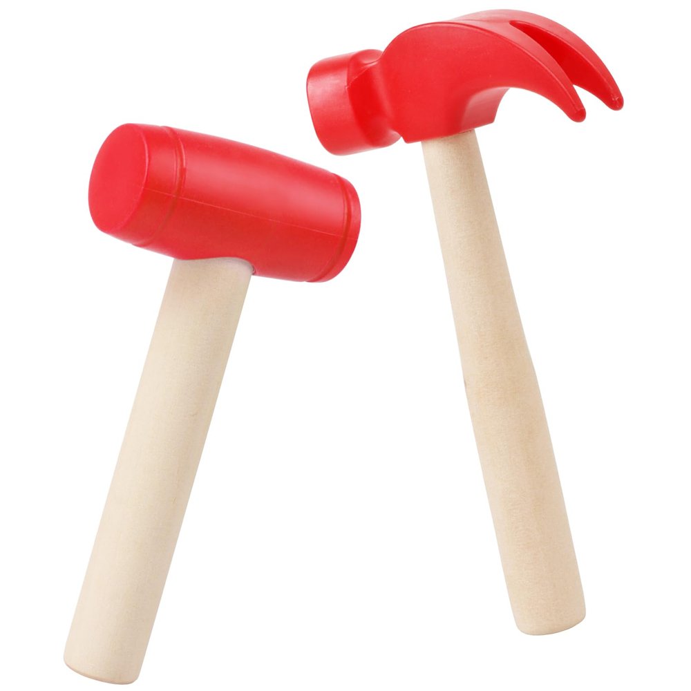 Waenerec 2pcs Toy Hammer Simulation Wooden Hammers Small Plastic Toddler Claw Hammer Portable Kids Maintenance Tools Toys Pretend Fake Mallet Hammers for Boys Girls