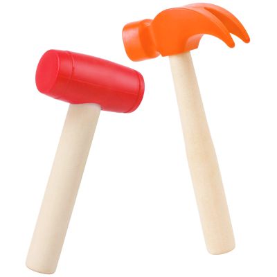 Waenerec 2pcs Toy Hammer Simulation Wooden Hammer Small Plastic Toddler Claw Hammers Portable Kids Maintenance Tools Toys Pretend Fake Mallet Hammers for Boys Girls
