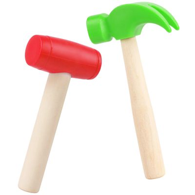 Waenerec 2pcs Toy Hammer Simulation Wooden Hammers Small Plastic Toddler Claw Hammers Portable Kids Maintenance Tools Toys Pretend Fake Mallet Hammer for Boys Girls