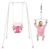 2-in-1 Baby Jumper & Swing - Foldable Stand, Stable Toddler Swing Set for Indoor & Outdoor Use (Pink) view 1