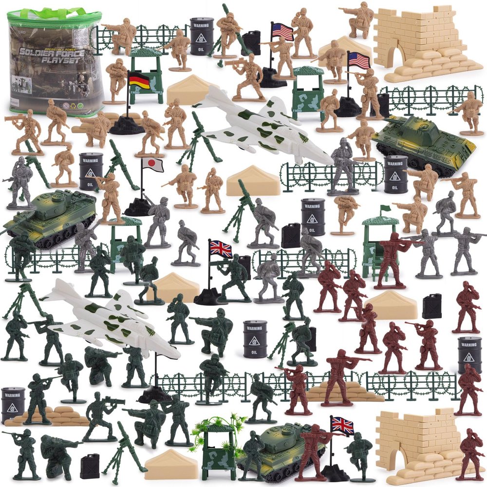 3 otters 250PCS Army Men Military Set, Action Figures with Army Accessories, Christmas Stocking Stuffers for Kids Ages 3 and up