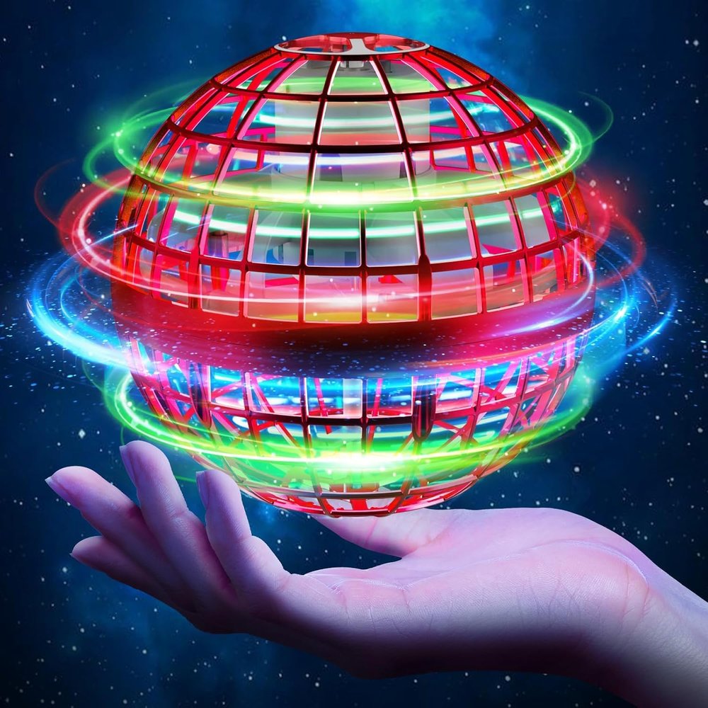 ANOEPUY Flying Orb Ball Toys 2025, Hover Boomerang Spinner Fly Ball Toys for Kids Teen Boys Girls, Soaring Hand Controlled Mini Drone Cosmic Globe Spinning Birthday for 6 7 8 9 10 11 12(Red)
