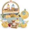 Wooden Tea Sets for Little Girls Play Food Cake Toys Toddlers 3-5 Kitchen Accessories Pretend Play Princess Playset for 3 4 5 6 Year Old Girl Boy Party Birthday Gift view 1