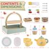 Wooden Tea Sets for Little Girls Play Food Cake Toys Toddlers 3-5 Kitchen Accessories Pretend Play Princess Playset for 3 4 5 6 Year Old Girl Boy Party Birthday Gift view 2