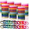 Estune 120 Pcs Bible Verses Bracelets Motivational Quote Rubber Wristbands Christian Religious Silicone Bracelet Inspirational Silicone Wristbands for Unisex Men Women Party (Rustic Color) view 1