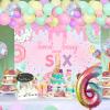 Wonmelody Sweet Sassy And 6 Birthday Decor Backdrop Sweet 6th Birthday Party Decor for Girls Ice Cearm 6th Dount Party Banner Pastel Donut Balloon Garland Kit with Number 6 Balloon Supplies for Girl view 2