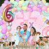Wonmelody Sweet Sassy And 6 Birthday Decor Backdrop Sweet 6th Birthday Party Decor for Girls Ice Cearm 6th Dount Party Banner Pastel Donut Balloon Garland Kit with Number 6 Balloon Supplies for Girl view 4