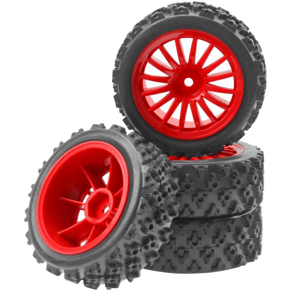 4Pack Vgoohobby OD2.83in 1/10 On Road Rubber Tires w/Nylon Wheel Rims 12mm Hex Compatible with HSP HPI Redcat Tamiya Traxxas 1/10 RC On Road Racing Touring Car (Red)