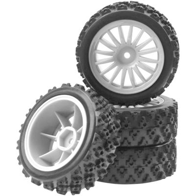 4Pack Vgoohobby OD2.83in 1/10 On Road Rubber Tires w/Nylon Wheel Rims 12mm Hex Compatible with HSP HPI Redcat Tamiya Traxxas 1/10 RC On Road Racing Touring Car (White)