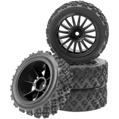 4Pack Vgoohobby OD2.83in 1/10 On Road Rubber Tires w/Nylon Wheel Rims 12mm Hex Compatible with HSP HPI Redcat Tamiya Traxxas 1/10 RC On Road Racing Touring Car (Black)