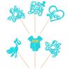 30 PCS Baby Shower Cupcake Toppers Glitter Tie Onesie Love Heart Oh Baby Cupcake Picks It's a Boy Cake Decorations for Baby Shower Gender Reveal Kids Boys Birthday Party Supplies Blue view 3