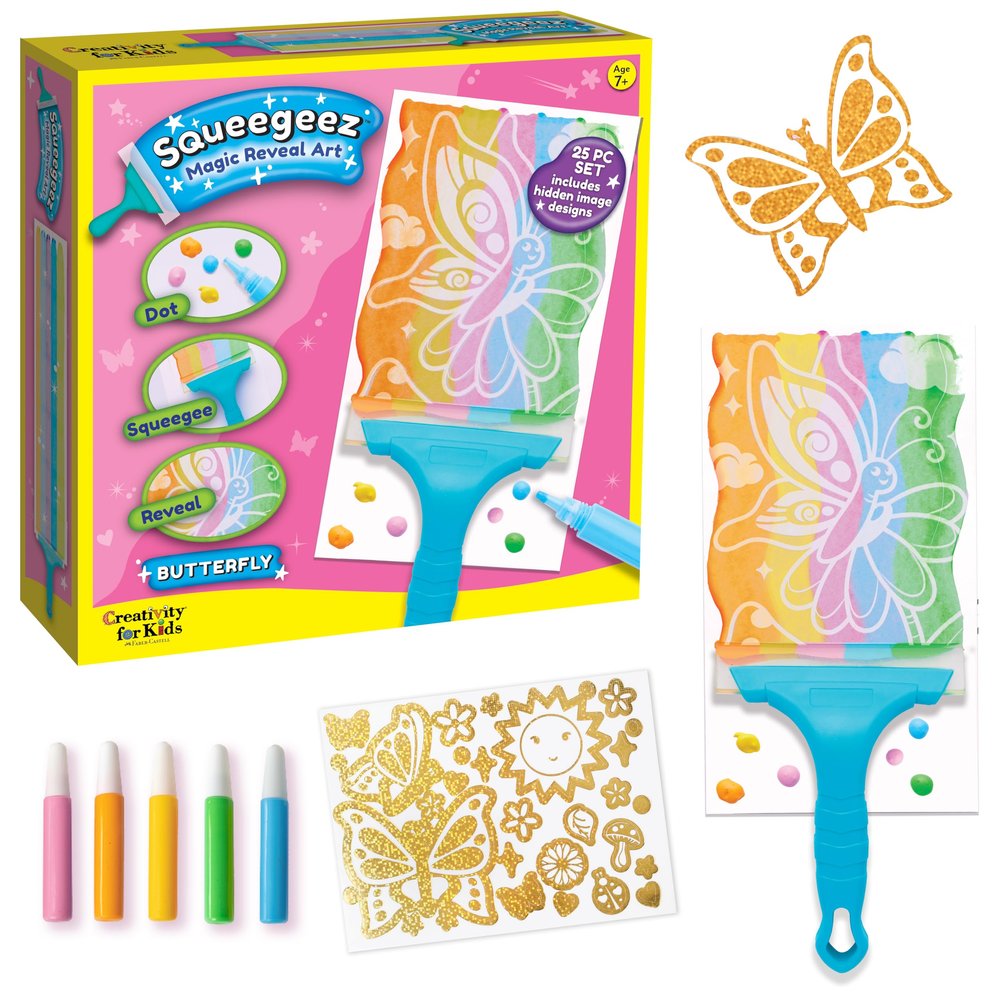 Creativity for Kids Squeegeez Magic Reveal Craft Kit: Butterfly - Kids Painting Art Activity, Gifts for Girls and Boys (Ages 7+)