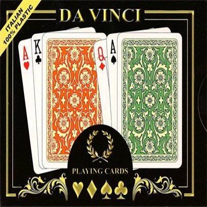 12 Sets (24 Decks) of DA VINCI Venezia, Italian 100% Plastic Playing Cards, 2-Deck Bridge Size Regular Index Set, with Hard Shell Case & Cut Cards