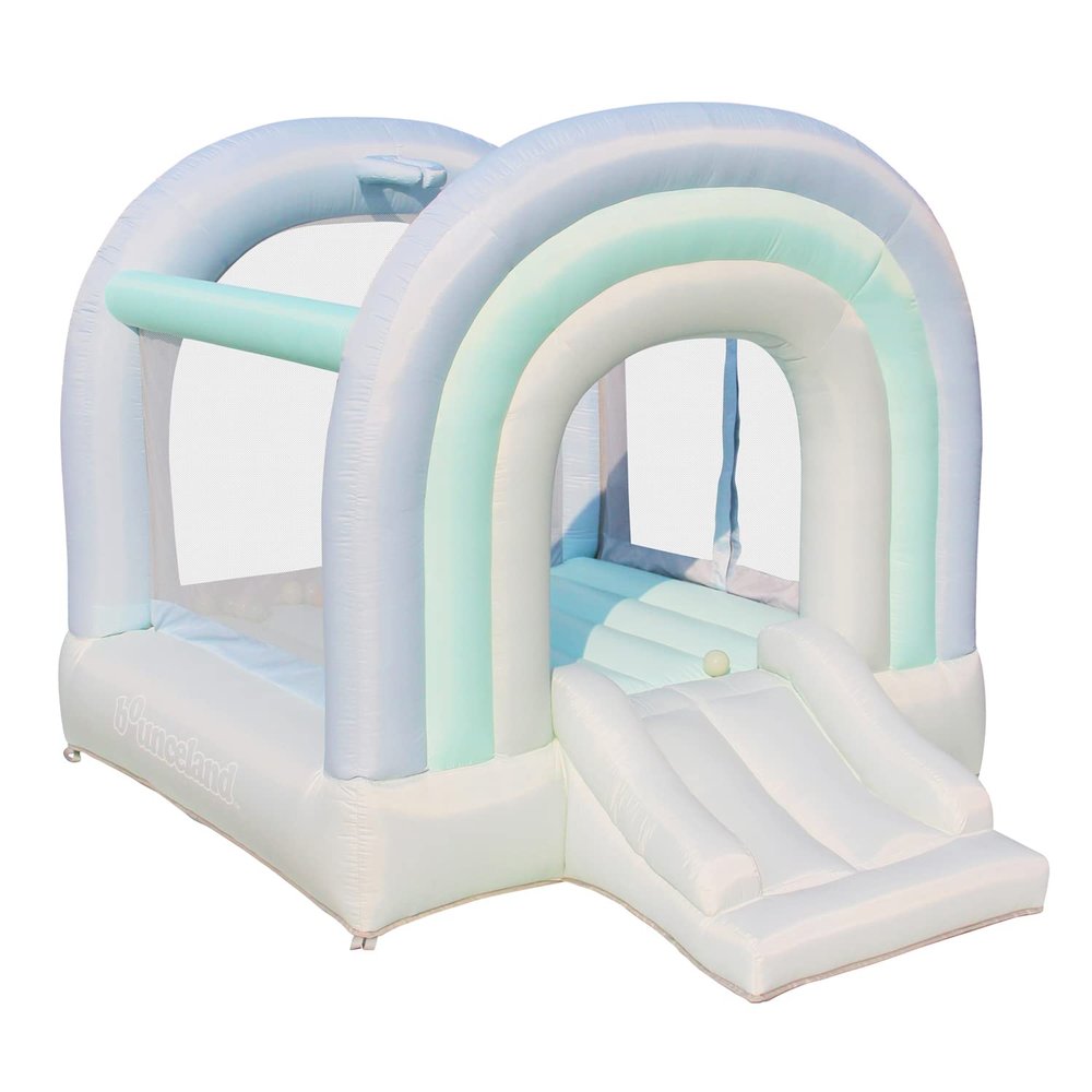 Bounceland Daydreamer Mist Bounce House [No Blower], Pastel Bouncer with Slide, 8.9 ft L x 7.2 ft W x 6.7 ft H, Basketball Hoop, 30 Pastel Plastic Balls, Trendy Bouncer for Kids