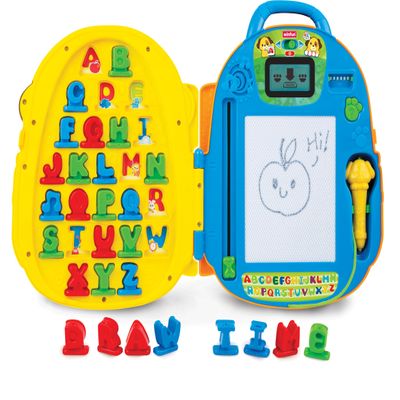 Winfun Lil Learner Alphabet Backpack for Toddlers 3+ Interactive Learning Backpack with 27 Tiles 26 Words 180+ Phrases Letter Writing Features Fun Sounds & Melodies
