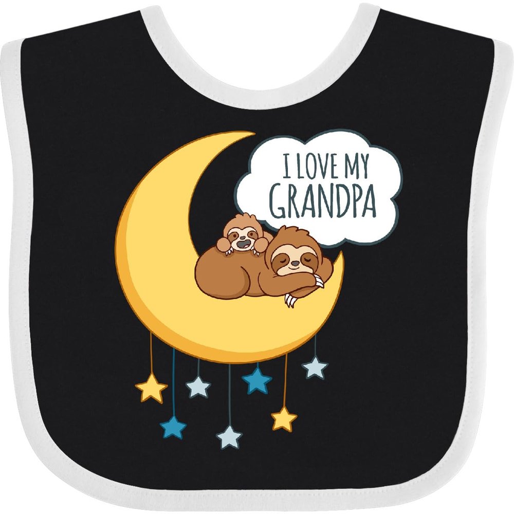 inktastic I Love My Grandpa Baby Bib Black and White 42053