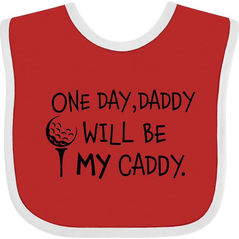 inktastic 1 Day, Daddy Will Be MY Caddy- Kids Golfing Baby Bib Red and White 2c49a