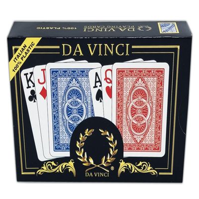 12 Sets (24 Decks) of DA VINCI Ruote, Italian 100% Plastic Playing Cards, 2-Deck Poker Size Jumbo Index Set (Large Print), with Hard Shell Case & Cut Cards