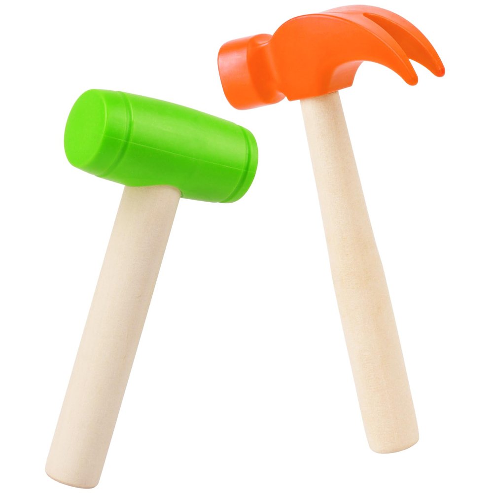 Waenerec 2pcs Toy Hammer Simulation Wooden Hammers Small Plastic Toddler Claw Hammer Portable Kids Maintenance Tools Toys Pretend Fake Mallet Hammers for Boys Girls