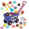 32 PCS Ice Cream Cart Toys for Toddlers, Kids Pretend Play Food Scoop & Serve Macaroon Dessert Set, Kitchen Accessories Icecream Shop Wagon view 1