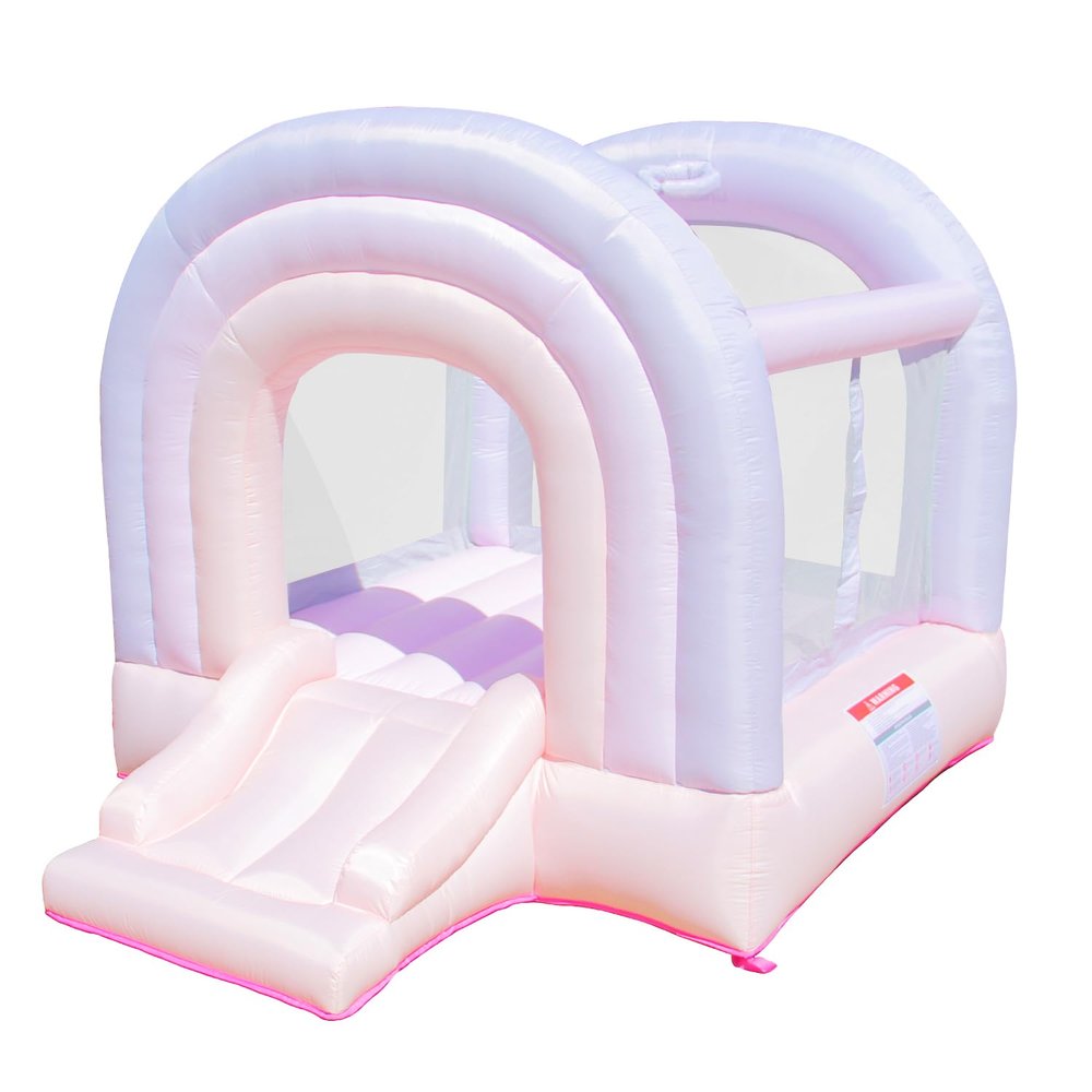 Bounceland Daydreamer Cotton Candy Bounce House [NO Blower], Pastel Bouncer with Slide, 8.9 ft L x 7.2 ft W x 6.7 ft H, Basketball Hoop, 30 Pastel Plastic Balls, Trendy Bouncer for Kids