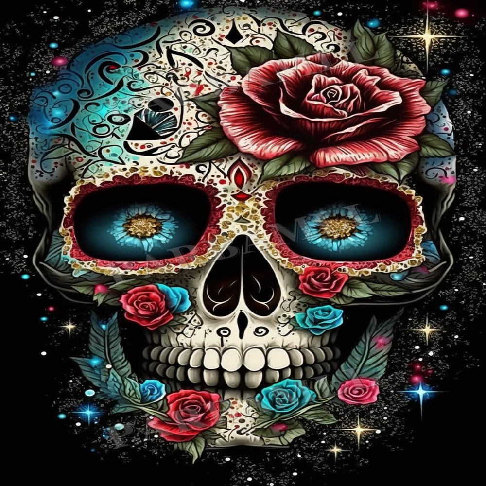 1000 Piece Adult Puzzle, Starlight Flower Skull, Puzzle Educational Gift, Room Decor Wall Decor Exercise Willpower Birthday Gifts